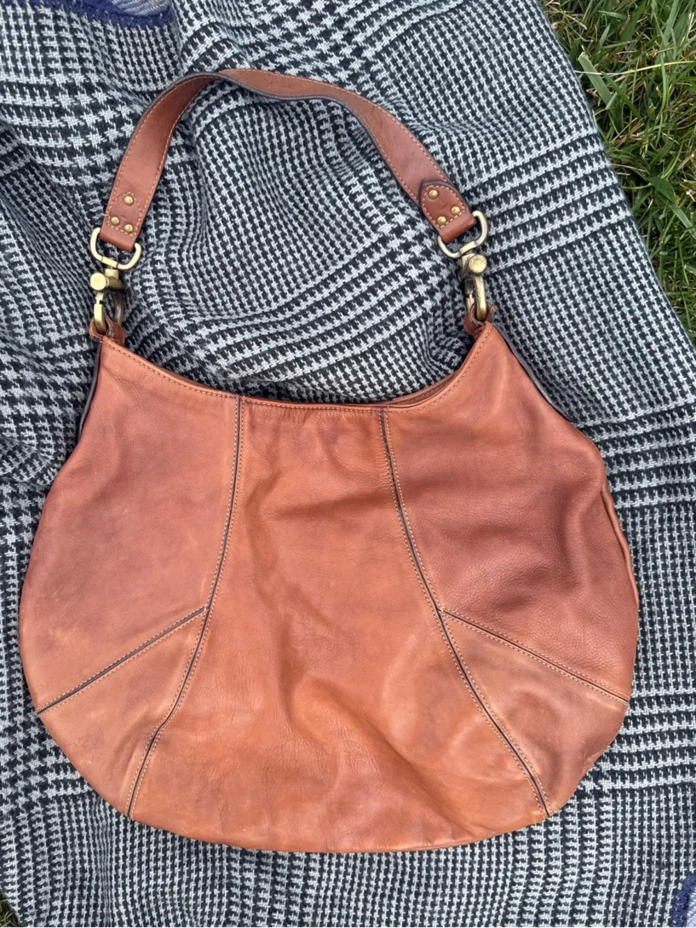 The Limited Cognac Leather Hobo Shoulder Bag